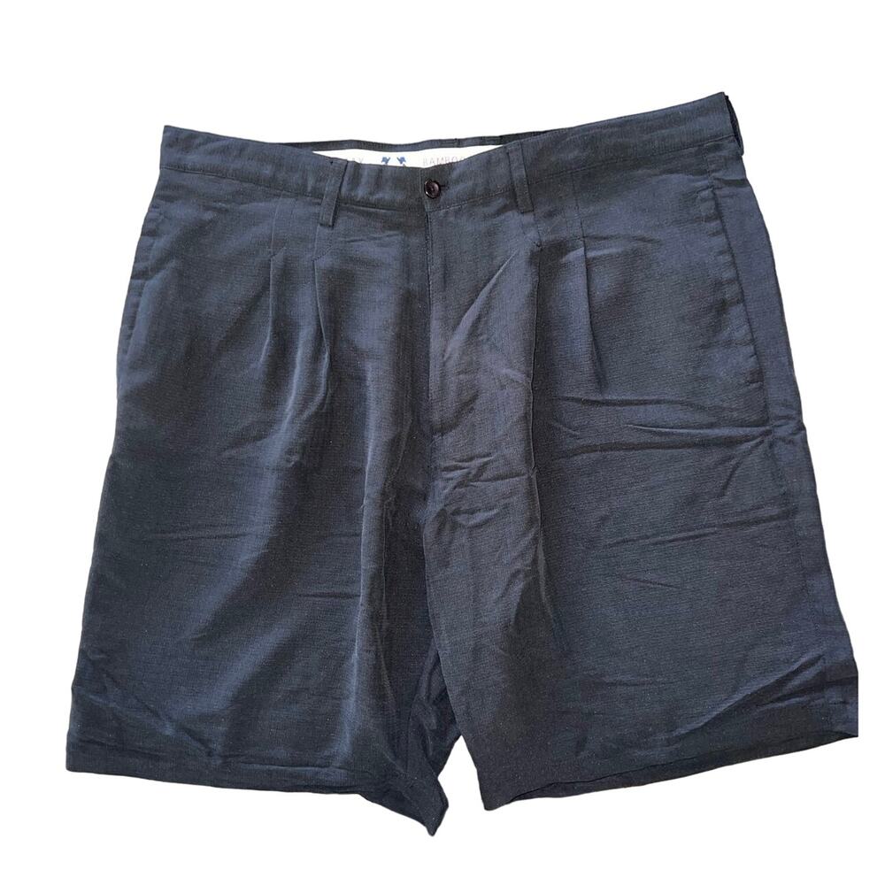 Bamboo Cay Men's Fine Resortwear Gray/Navy Pleated Dressy Modal Shorts SZ 38 EUC